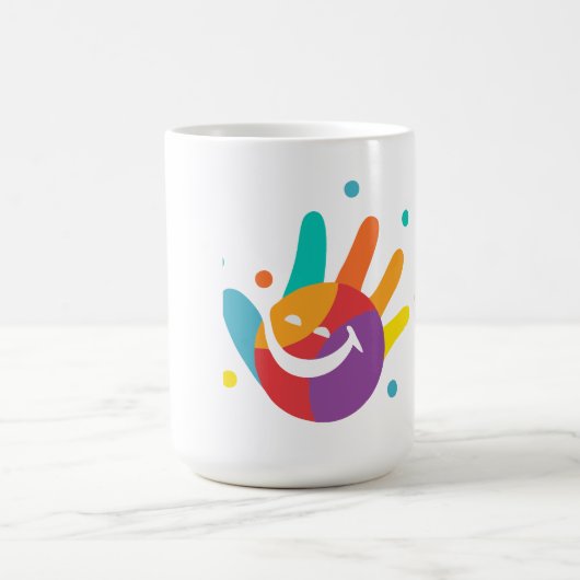 カラフルなスマイルの手形コーヒーマグ コーヒーマグカップ (中央)
