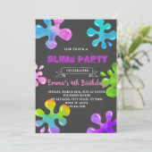 カラフルなスライムパーティーの招待状 招待状 (スタンド正面)