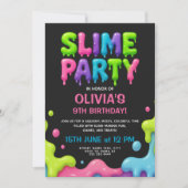 カラフルなスライムパーティーの誕生日会にぴったりな、したたるようなグミ感満載の招待状 招待状 (正面)