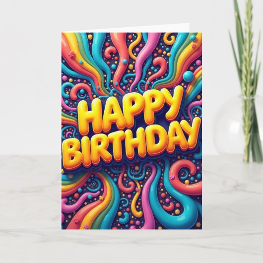 カラフルなスワール 誕生日カード カード (正面)