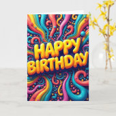 カラフルなスワール 誕生日カード カード (黄色い花)