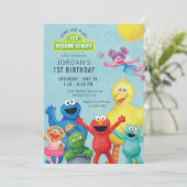 カラフルなセサミストリートのイラスト誕生日パーティー 招待状 (スタンド正面)