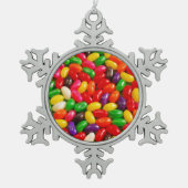 カラフルなゼリー菓子キャンデーのクリスマスのオーナメント スノーフレークピューターオーナメント (正面)