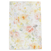 カラフルなソフトフラワー エレガント ボヘミア ペイントパターン ミディアムペーパーバッグ (正面)