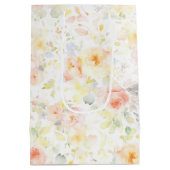 カラフルなソフトフラワー エレガント ボヘミア ペイントパターン ミディアムペーパーバッグ (裏面)