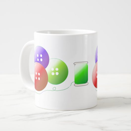 カラフルなソーイング用品 ジャンボコーヒーマグカップ (正面左)