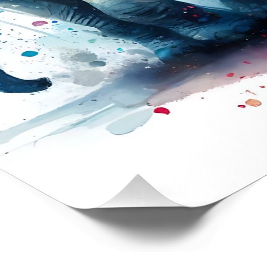 カラフルなゾウのファミリー水彩アートプリント ポスター (コーナー)