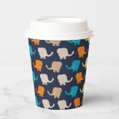 カラフルなゾウの漫画 紙コップ (正面)