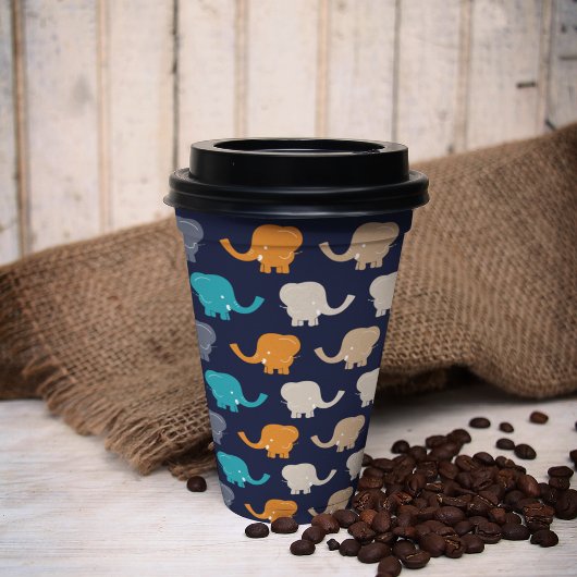 カラフルなゾウの漫画 紙コップ