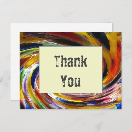 カラフルなタイダイ スワール お礼メッセージカード ポストカード (正面/裏面)
