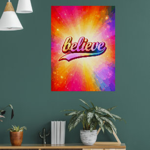 カラフルなタイポグラフィのインスピレーション Believe ポスター