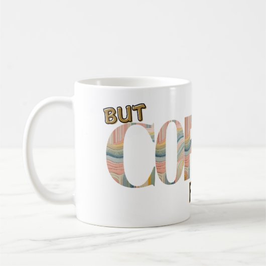 カラフルなタイポグラフィのコーヒーマグ コーヒーマグカップ (左)