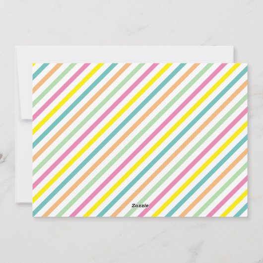 カラフルなタイポグラフィのストライプ ハッピーガレンティンズデー シーズンカード (裏面)