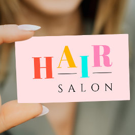 カラフルなタイポグラフィのモダンなヘアサロン 名刺