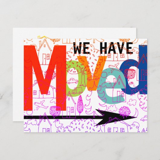 カラフルなタイポグラフィの街が新住所に移動しました 案内ポストカード (正面/裏面)