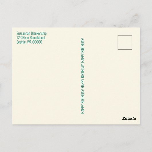 カラフルなタイポグラフィーの誕生日ケーキアイスクリーム ポストカード (裏面)