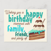 カラフルなタイポグラフィーの誕生日ケーキアイスクリーム ポストカード (正面)