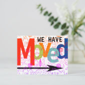 カラフルなタイポグラフィータウンに移転しました 新住所 案内ポストカード (スタンド正面)