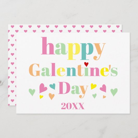 カラフルなタイポグラフィー ハッピーガレンティンズデー シーズンカード (正面/裏面)