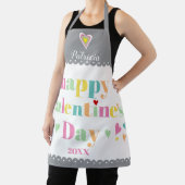 カラフルなタイポグラフィー、灰色の枠線 ガレンティンの日 エプロン (インサイチュ)