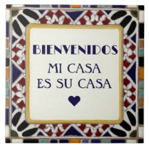 カラフルなタイル風モザイク Bienvenidos Mi Casa Es Su Casa