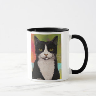 カラフルなタキシード猫 マグカップ