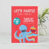 カラフルなタコの海の少年たち 2歳の誕生日 招待状 (スタンド正面)