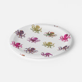 カラフルなタコパターン ペーパープレート (アングル)