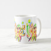カラフルなタコ コーヒーマグカップ (正面右)