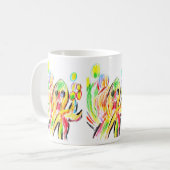 カラフルなタコ コーヒーマグカップ (正面左)