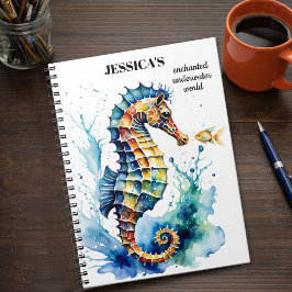 カラフルなタツノオトシゴの水彩画 ノートブック