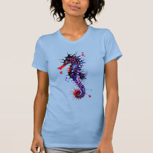 カラフルなタツノオトシゴの水彩画 Tシャツ