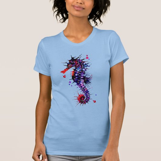 カラフルなタツノオトシゴの水彩画 Tシャツ (正面)