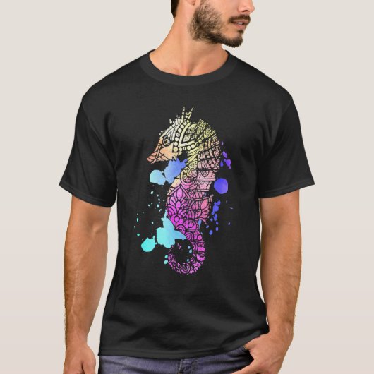 カラフルなタツノオトシゴ I 海の生き物 I 海 I タツノオトシゴ Tシャツ (正面)
