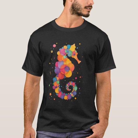 カラフルなタツノオトシゴ Tシャツ (正面)