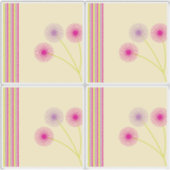 カラフルなタンポポの花、ストライプ、ボヘミアン抽象画 シール (正面)