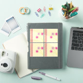 カラフルなタンポポの花、ストライプ、ボヘミアン抽象画 シール (iPadカバー)