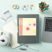 カラフルなタンポポの花、ストライプ、ボヘミアン抽象画 シール (iPadカバー)