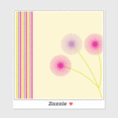 カラフルなタンポポの花、ストライプ、ボヘミアン抽象画 シール (シート)
