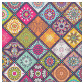 カラフルなダイヤモンドは曼荼羅の花柄パターンをタイルを張りました ファブリック (クローズアップ)