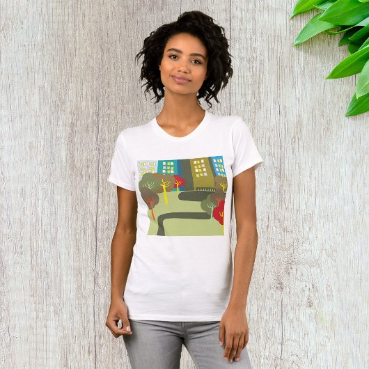 カラフルなダウンタウンの公園の風景 Tシャツ