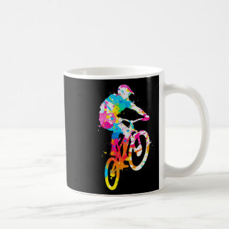 カラフルなダウンヒルマウンテンバイクの少年男性MTB コーヒーマグカップ