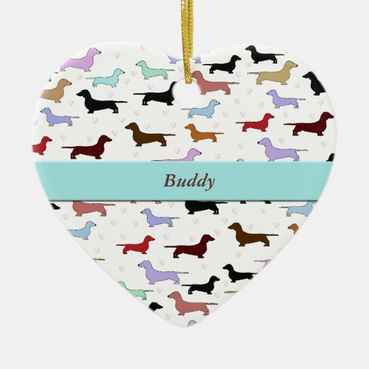 カラフルなダックスフントのオーナメント セラミックオーナメント (正面)