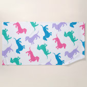 カラフルなダックスフントのビーチのパーティー ビーチタオル (正面)