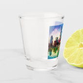 カラフルなダラス市街の抽象アート ショットグラス (左)
