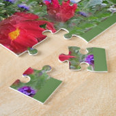 カラフルなダリアの花園の花のパズル ジグソーパズル (側面)