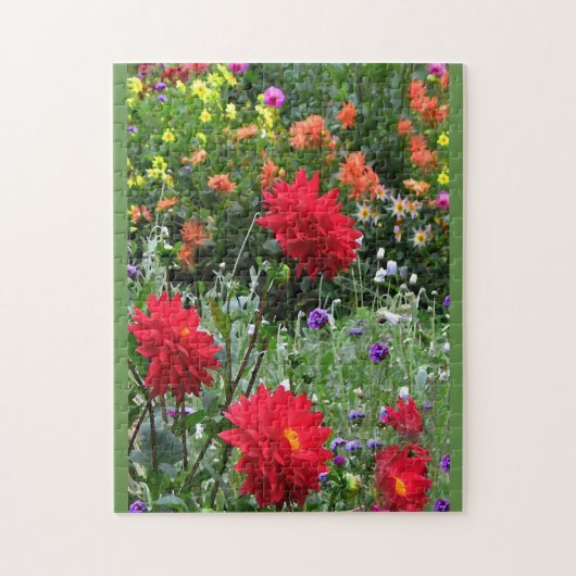 カラフルなダリアの花園の花のパズル ジグソーパズル (縦)