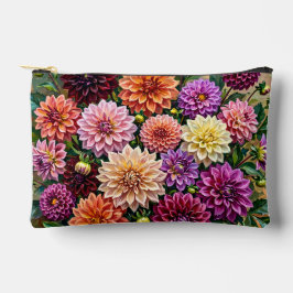 カラフルなダリアの花 アクセサリーポーチ