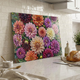 カラフルなダリアの花 カッティングボード