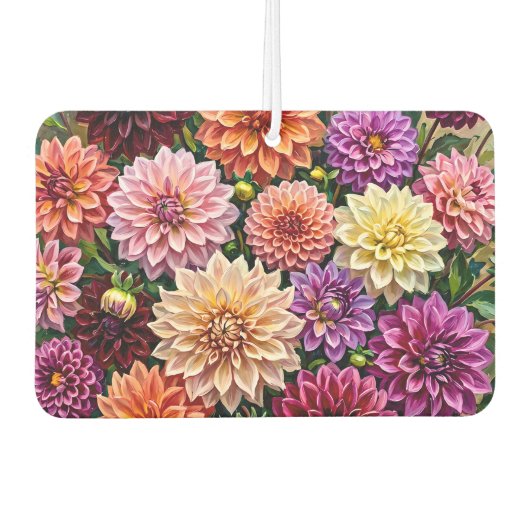カラフルなダリアの花 カーエアーフレッシュナー (正面)
